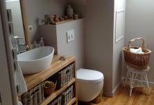 Meuble de salle de bains en chêne massif sur mesure 