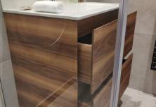 meuble de salle de bains en noyer avec vasque en coréan